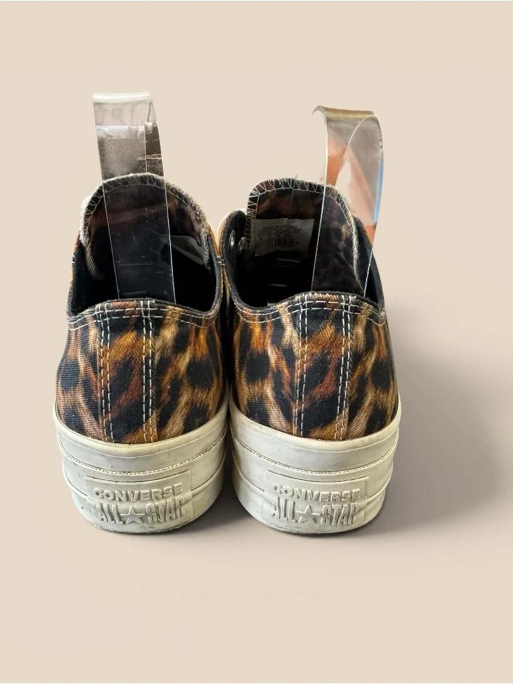 Converse Leopard Print Low Top Sneakers - Tan & Black